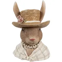 Clayre & Eef Decoratie Beeld Konijn 15x15x21 cm Bruin Kunststof