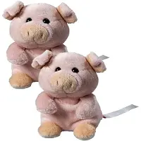 MBW Schmoozies Knuffeldier varken/big - 2x - Pluche - 11 cm - boerderij dieren knuffel