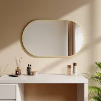 Emke Spiegel - Ovale Spiegel - Goud - 60x100 cm - met Veiligheidsfolie - Wandspiegel met Rand - Moderne Design