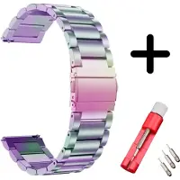 Strap-it Stalen schakel band - Geschikt voor Apple Watch (Series 12/11/10), (SE 3/2/1), (Series 9/8/7/6/5/4) - 38/40/41/42mm - Parelmoer - Metalen band met RVS vlindersluiting - Met inkorter toolkit