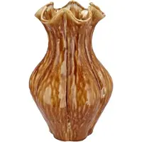 DK Design Bloemenvaas Inga Driss - bruin - 27 x 44 cm - unieke glazuurlook