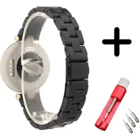 Strap-it Stalen schakel bandje - geschikt voor Garmin Lily - zwart + inkort toolkit