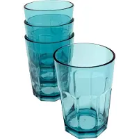 Migros 4 Kunststof Drinkglazen - 390ml - Blauw Transparant - BPA Vrij - 9x9x11cm