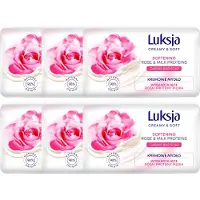 Luksja Roos en Melk Proteinen Handzeep Verzorgend - Antibacteriële Zeep Cremig en Zacht - Biodegradable Soap - 98 % Natuurlijke Zeep Blok - 6 x 90 g
