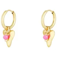 Yehwang hart oorbellen - Goudkleur- roze