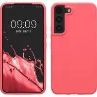 Kwmobile telefoonhoesje geschikt voor Samsung Galaxy S22 - Hoesje met siliconen coating - Smartphone case in neon koraal
