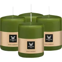 Wiedemann Cilinderkaars/stompkaars - 4x - olijfgroen - 6 x 8 cm - 29 branduren - zuilkaarsen