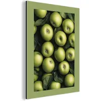 MuchoWow Aluminium schilderij 120x160 cm - Wanddecoratie metaal - Appels - Groen - bladeren - Metalen muurdecoratie woonkamer - Decoratie industrieel - Foto op dibond - Industriële accessoires slaapkamer