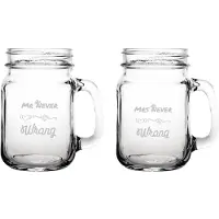 Fusion Gegraveerde set drinkglazen 45cl Mr. Never wrong - Mrs. Never wrong