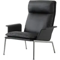 &tradition Muno LN17 High back loungefauteuil Dark chrome-Black