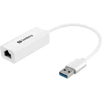 Sandberg USB A - RJ45 (USB 3.0, RJ45/LAN (1x)), Netwerkadapter, Wit