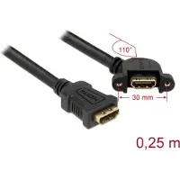 DeLOCK HDMI (v) - HDMI (v) haaks koppelstuk / inbouw - versie 1.4 (4K 30Hz) - 0,25 meter