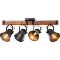 Brilliant 4 Lichts Plafondlamp Decca Zwart Met Bruin