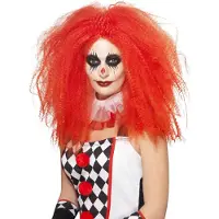 Smiffy Clown Pruik Lang Horror Rood
