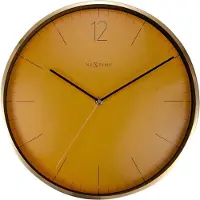 Nextime Wandklok Nextime - Ø 34 Cm - Glas/ Metaal - Aluminium Wit - "essential Gold"