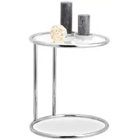Relaxdays koffietafel rond - 45 cm - metalen frame - glas - woonkamer - zilver