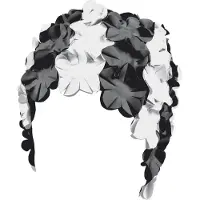 Beco badmuts dames rubber zwart/wit bloemetjes
