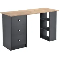 En.casa Bureau Lemberg met 3 lades 120x49x72 cm donkergrijs hout