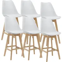 En.casa Barkruk set van 6 kunstleer en beuken 105x48x58 cm wit