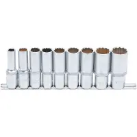 Bgs Steckschlüssel-Einsatz-Satz Zwölfkant, tief | Antrieb Innenvierkant 12,5 mm (1/2") | SW 10 - 24 m...