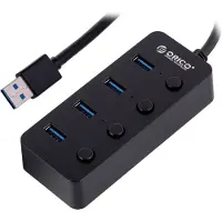 ORICO HUB USB-A 4X USB-A pasywny Z WYŁĄCZNIKAMI (USB A), Docking station + USB-hub, Zwart