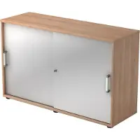 Hjh OFFICE PRO BETA 1752S - Walnoot/Zilver Hoogte van de map | 2 OH Schuifwandkast Chrome metaal handgreep