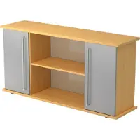 Hjh OFFICE PRO KAPA SB | Dressoir | met deuren - Beuken/Zilver Sideboard Chrome metaal handgreep