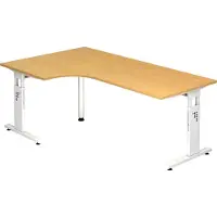 Hjh OFFICE PRO MEGA 82 W - Hout C Voet zilver 200 x 120 Tafelhoogte I In hoogte verstelbaar Beuken/Wit