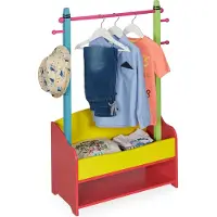Relaxdays kledingrek kinderen - 4 haken - 2 planken - 100,5 x 71 x 30 cm - kapstok