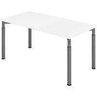 Hjh OFFICE PRO YAMA 16 G 160 x 80 - hoogte - verstelbaar frame zilver - 160 x 80 Tafelhoogte I In hoogte verstelbaar Wit/Grafiet