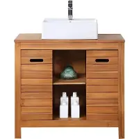 Vente-unique Badkamermeubel in acaciahout met enkele wastafel - 90 cm - PULUKAN