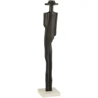 J-Line Figuur persoon aluminium/marmer zwart/wit small