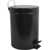 MSV Prullenbak/pedaalemmer - metaal - zwart - 5 liter - 20 x 28 cm - Badkamer/toilet