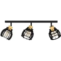 Eglo 3-lichts plafondlamp Stillington 1 zwart met hout