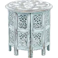 Beliani BORAI - Bijzettafel - Lichtblauw - Mangohout