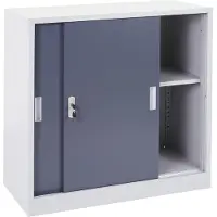 MCW Archiefkast Boston -F41, stalen kantoorkast, met afsluitbare schuifdeuren 90x90x45cm ~ antraciet