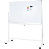 MCW Whiteboard -C85, magnetisch memobord prikbord, verrijdbaar oprolbaar incl. accessoires ~ 150x100cm