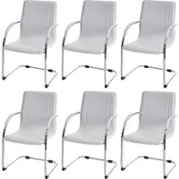 Mendler Set van 6 eetkamerstoel Samara, vrijdragende keukenstoel fauteuil stoel, staal ~ wit