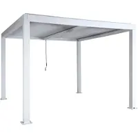 Mendler Pergola -L46, tuinpaviljoen met latten, 11cm aluminium frame, stormvaste regengoot, 3x3m ~ wit