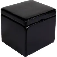 MCW Kruk Zitkubus Opbergdoos Onex, met deksel, leer + kunstleer, 45x44x44cm MVG ~ zwart