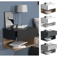 Hioshop UsalXL45 nachtkastje wandmontage 1 lade 1 plank antraciet.