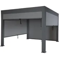 Mendler Pergola -L46 met zijwand, tuinpaviljoen lamellenrolgordijn, 11cm aluminium frame, stormvast 3x3m ~ antraciet