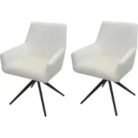 MCW Set van 2 eetkamerstoelen -L91, keukenstoel draaibare armleuning auto positie stof MVG ~ crème-beige