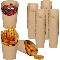 Relaxdays papieren frietbakjes - set van 100 - 400 ml - lekt niet - wrap bakjes