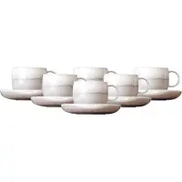 Villeroy & Boch Kaffeetassen mit Untertassen Perlemor Sand 190 ml Set van 6