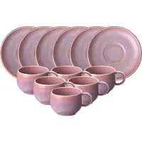 Villeroy & Boch Espressotassen mit Untertassen Perlemor Coral 60 ml Set van 6