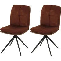 MCW Set van 2 eetkamerstoelen -M68, keukenstoel met rugleuning, draaibaar, automatische positie, metaal, stof/textiel ~ bruin