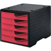 Styro Ladebox styroswing, 5 laden, uittrekstop & verzonken greep, stapelbaar, B 270 x D 340 x H 255 mm, polystyreen, zwart-cranberry
