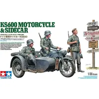 Tamiya Modelbouwpakket Motorfiets - 35384 Duitse KS600 Motorfiets en Zijspan - Zündapp Plastic - 1:35 - Modelbouw