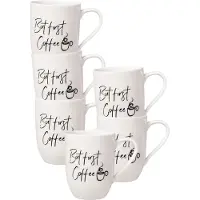 Villeroy & Boch Becher mit Henkel 'But first Coffee' Statement 290 ml Set van 6